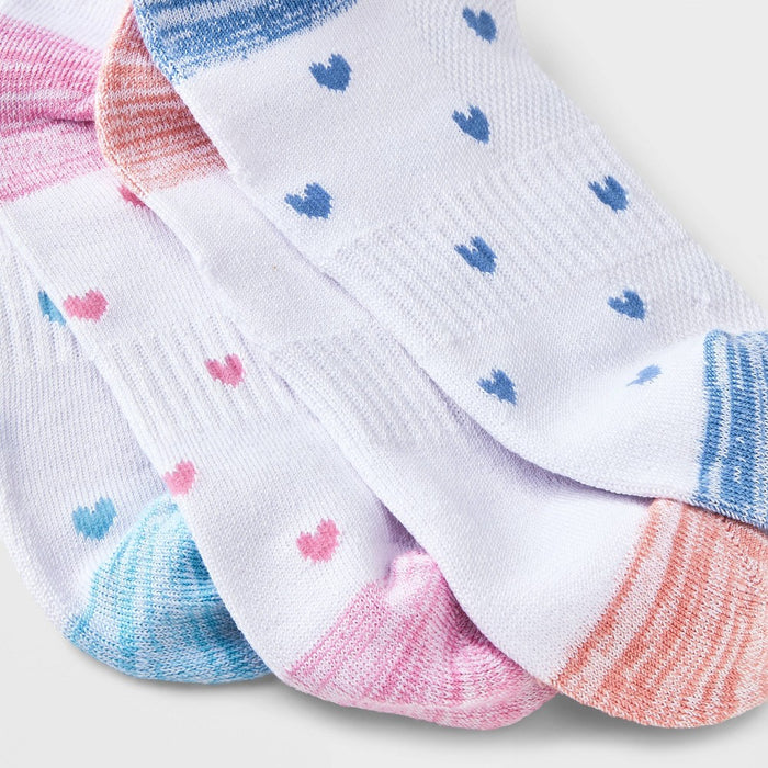 Girls' 6pk 'Heart' Super Soft No Show Socks - art class White M