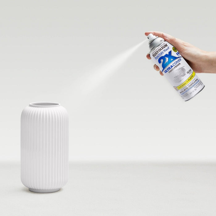 Rust-Oleum 12oz Painters Touch 2X Ultra Cover Spray Paint White: Glossy Enamel for Interior & Exterior Surfaces