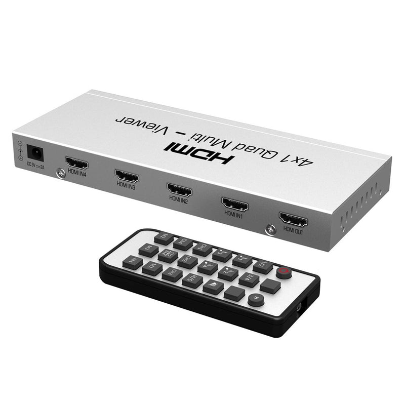 Kkf HDMI Quad Multi-Viewer 4X1 Seamless HDMI Switch - 4 Ports (Silver)