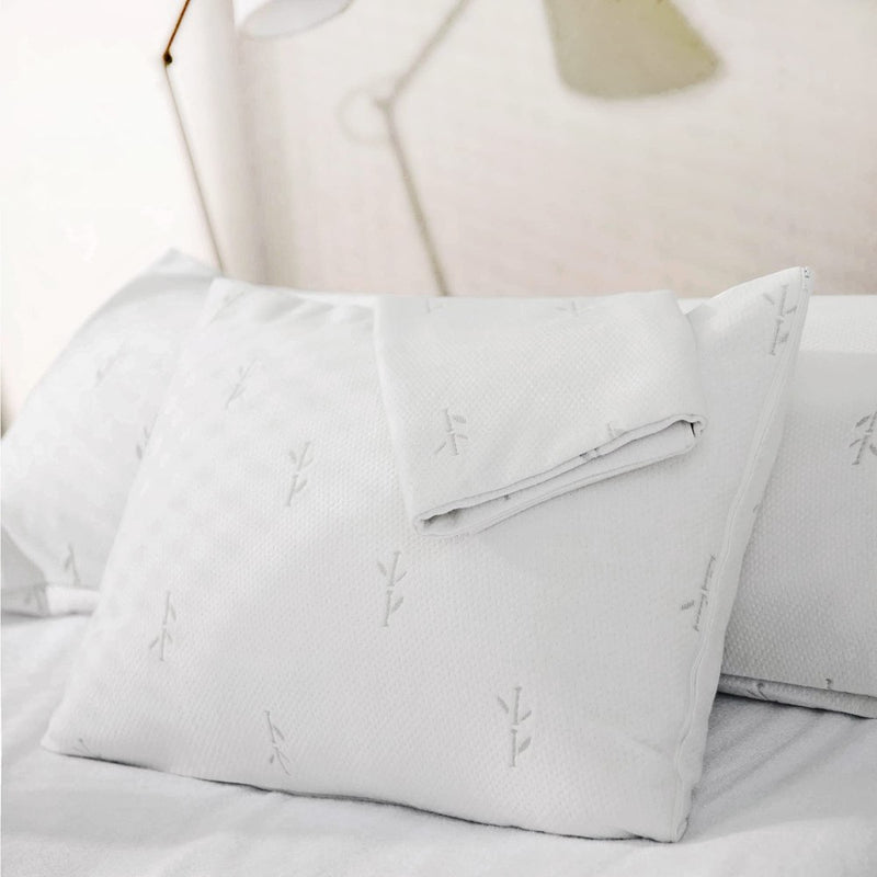 Feelathome 65% Polyester & 35% Rayon Derived From Bamboo Cooling Pillow Case Waterproof - 20 X 36 Inches Pack Of 2 (King) - Waterproof Pillow Case - Zippered Pillow Cover - Zippered Pillow Protector