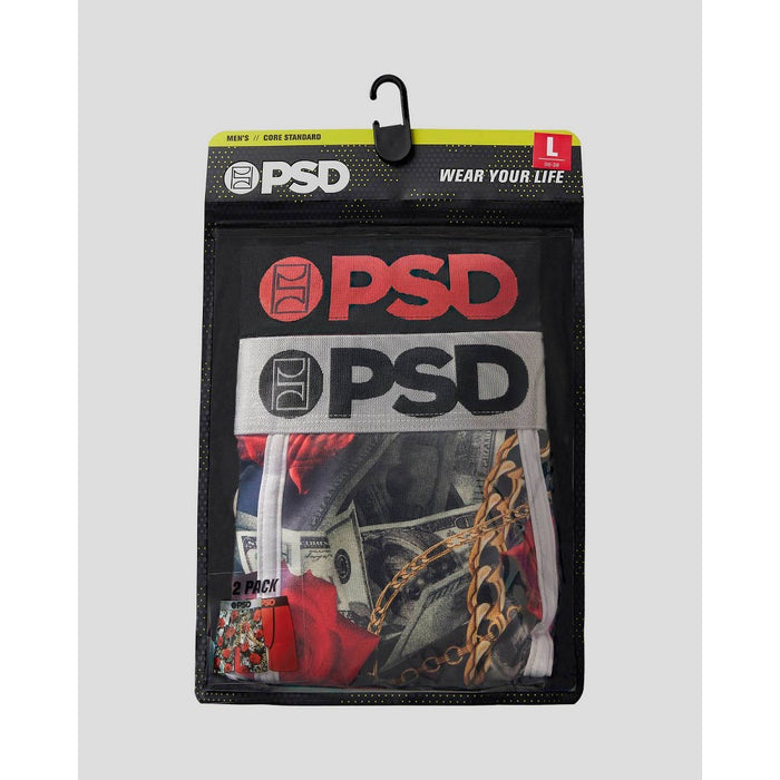 PSD Men's Money Roses Print Boxer Briefs 2pk - Gold/Green/Red M