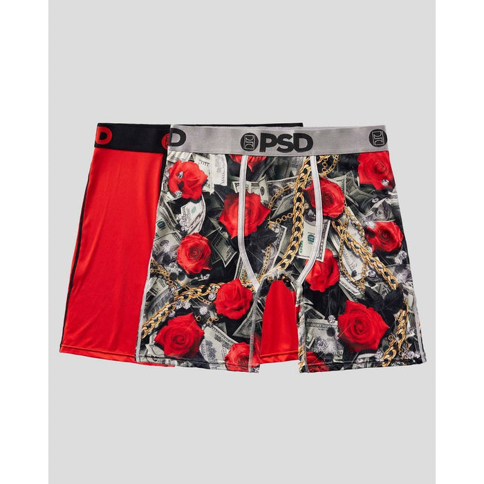 PSD Men's Money Roses Print Boxer Briefs 2pk - Gold/Green/Red M