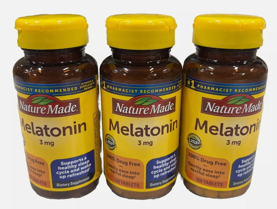 3 PACK!!! Nature Made Melatonin 3mg Tablets - 120ct EXP: 2027