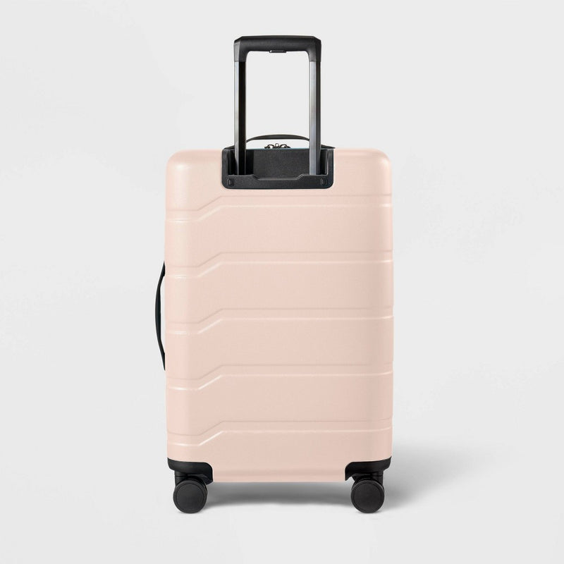 Hardside Medium Checked Suitcase Pink - Open Story (LOCAL PICKUP ONLY)
