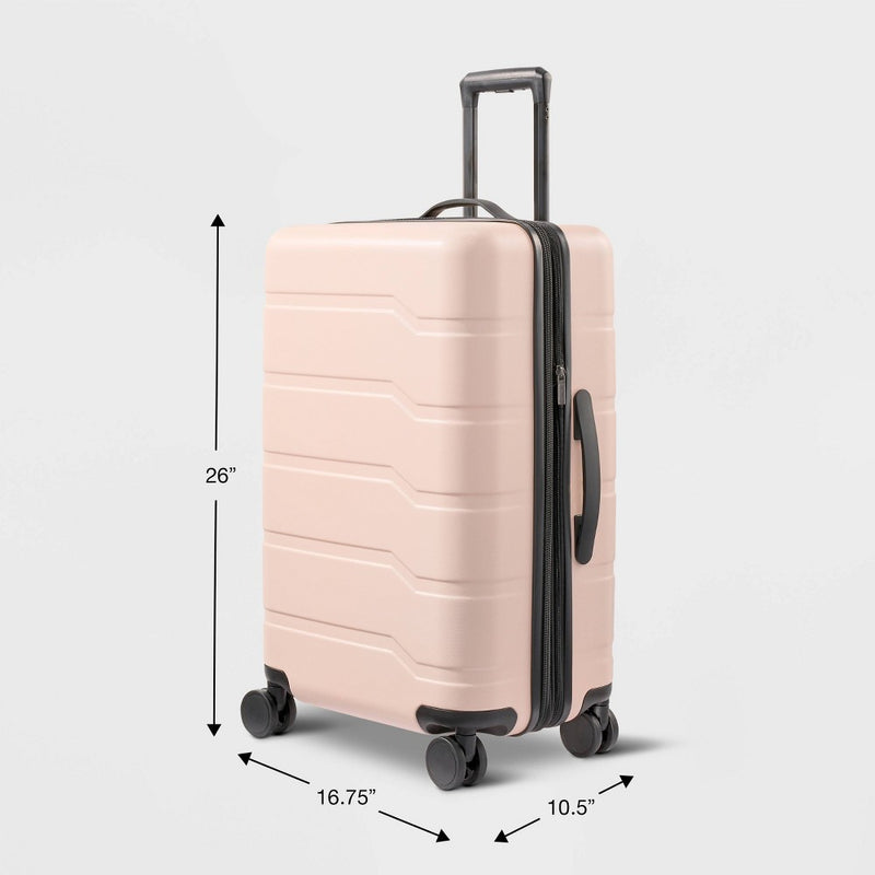 Hardside Medium Checked Suitcase Pink - Open Story (LOCAL PICKUP ONLY)