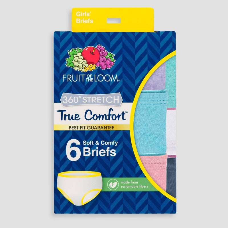 Fruit of the Loom Girls' 6pk Comfort Stretch Briefs - Colors May Vary 8