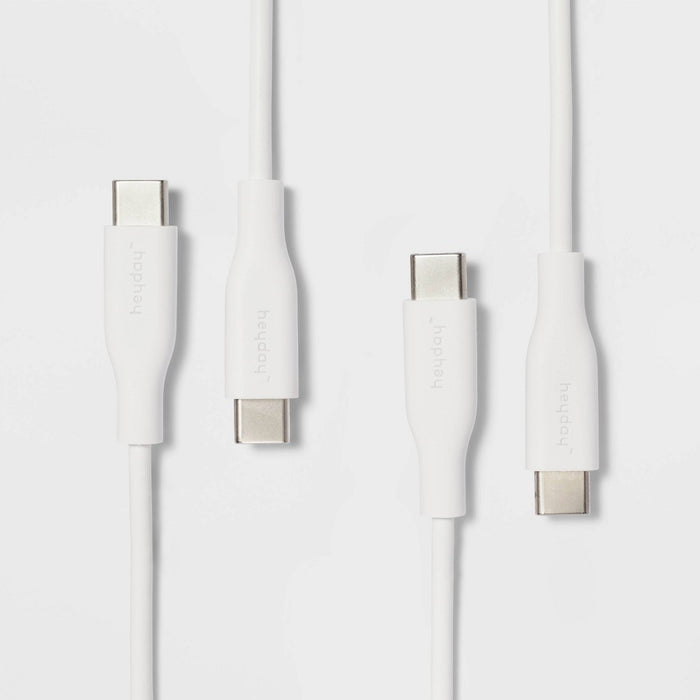4' USB-C to USB-C Round Cable 2pk - heyday White