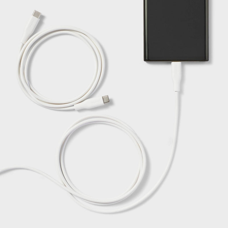 4' USB-C to USB-C Round Cable 2pk - heyday White