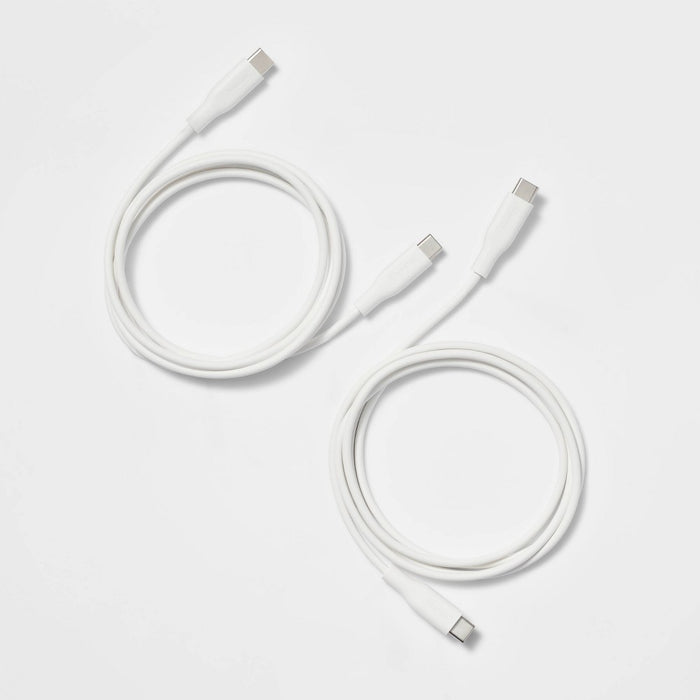 4' USB-C to USB-C Round Cable 2pk - heyday White