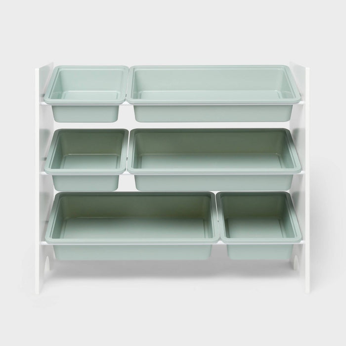 Kids' 6 Bin Storage White - Pillowfort: Multi Bin Toy Organizer, Kids Furniture for Playroom, 3 Shelves (LOCAL PICKUP ONLY)