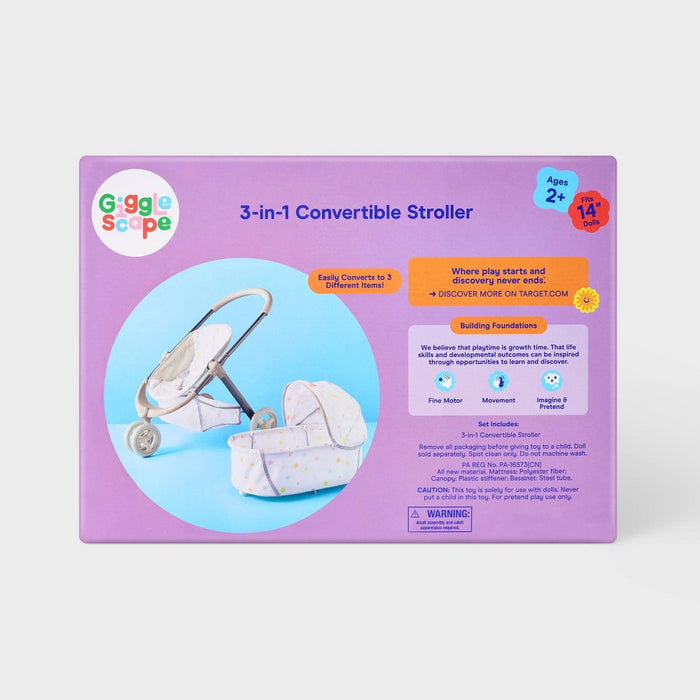3 in 1 Convertible Stroller for 14" - 16" Dolls - Gigglescape
