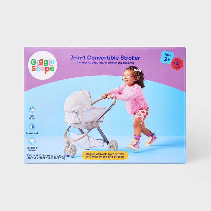 3 in 1 Convertible Stroller for 14" - 16" Dolls - Gigglescape