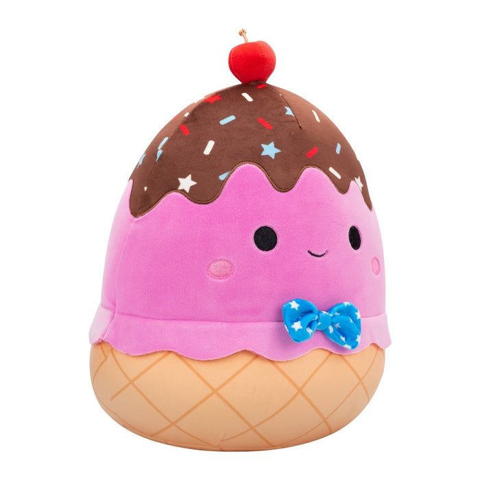 Squishmallows 11" Medium Pink Ice Cream Sundae with Blue Star Bowtie Plush