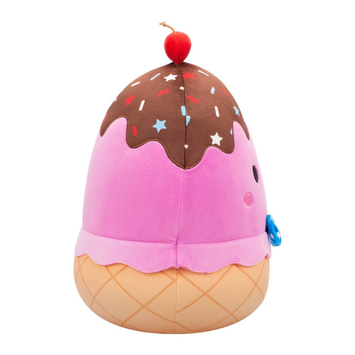 Squishmallows 11" Medium Pink Ice Cream Sundae with Blue Star Bowtie Plush