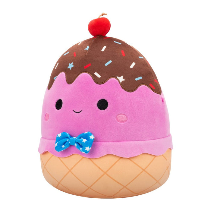 Squishmallows 11" Medium Pink Ice Cream Sundae with Blue Star Bowtie Plush