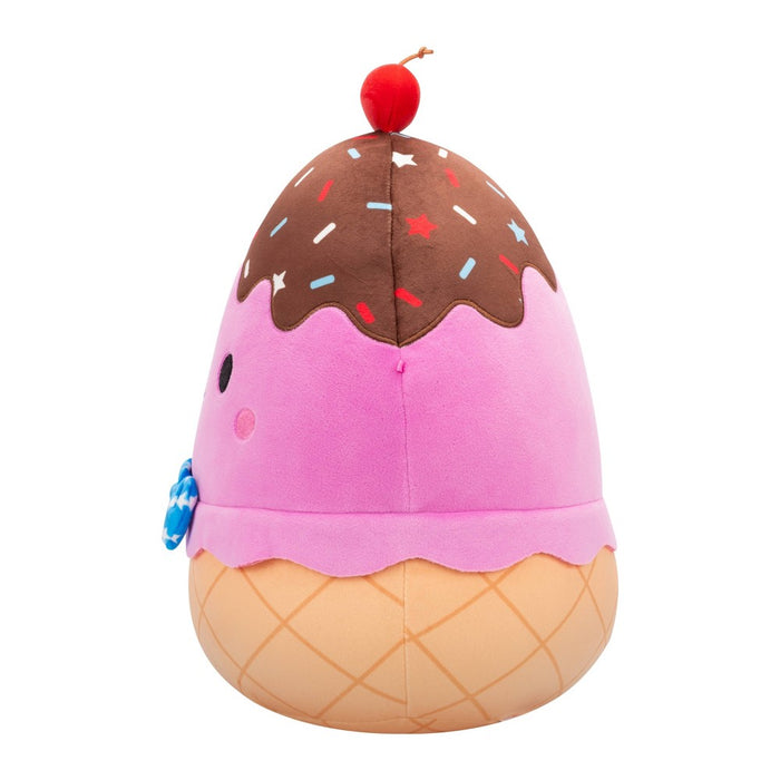 Squishmallows 11" Medium Pink Ice Cream Sundae with Blue Star Bowtie Plush