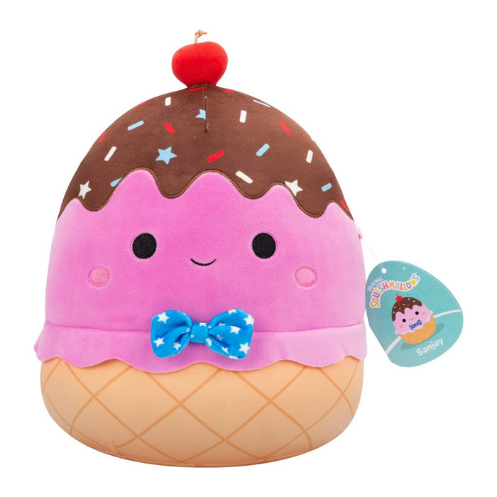 Squishmallows 11" Medium Pink Ice Cream Sundae with Blue Star Bowtie Plush