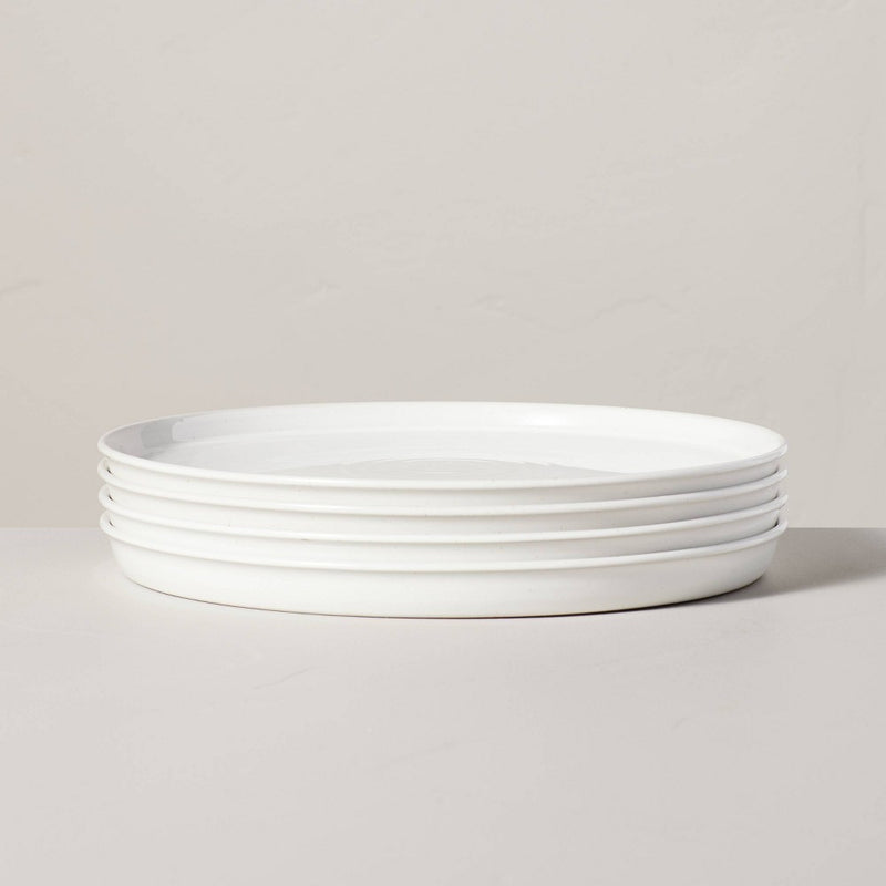 4pk 10.5" Flared Brim Stoneware Dinner Plates Vintage Cream - Hearth & Hand with Magnolia: Farmhouse Style, Reusable, Microwave Safe