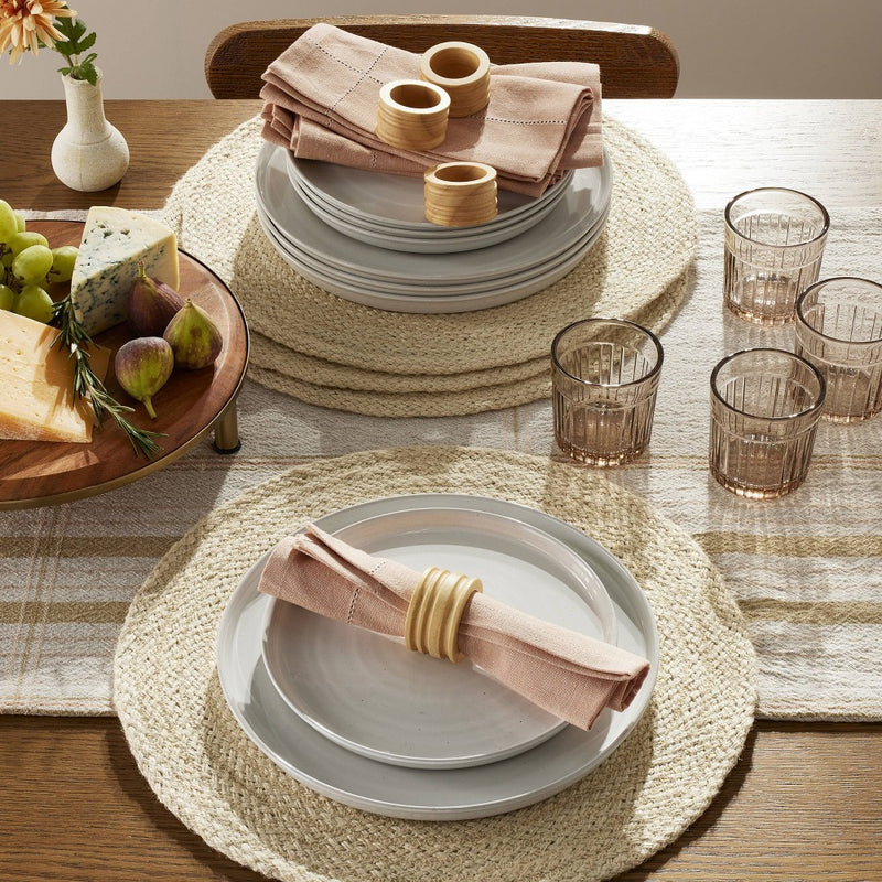4pk 10.5" Flared Brim Stoneware Dinner Plates Vintage Cream - Hearth & Hand with Magnolia: Farmhouse Style, Reusable, Microwave Safe
