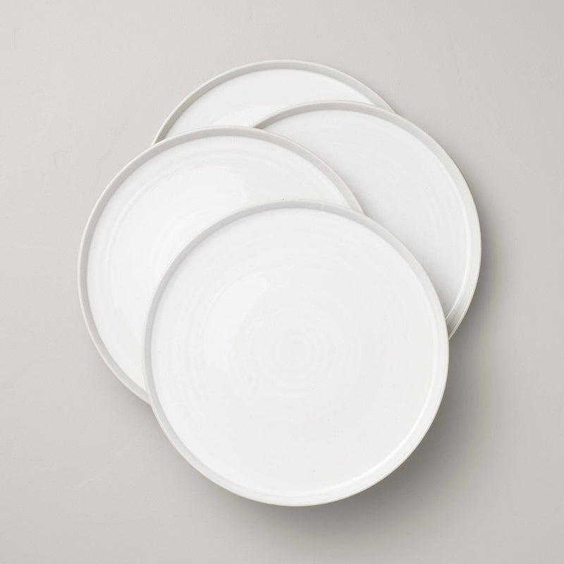 4pk 10.5" Flared Brim Stoneware Dinner Plates Vintage Cream - Hearth & Hand with Magnolia: Farmhouse Style, Reusable, Microwave Safe
