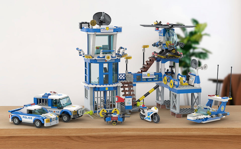 EXERCISE N PLAY City Police Prison Station Building Set - 890 PCS