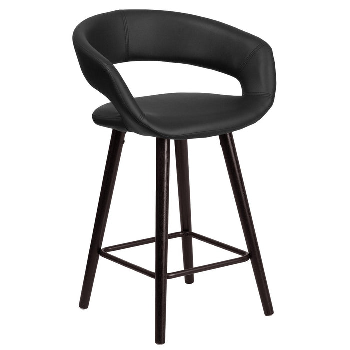 Flash Furniture Brynn Series 23.75'' High Contemporary Cappuccino Wood Counter Height Stool in Black Vinyl (LOCAL PICKUP ONLY)