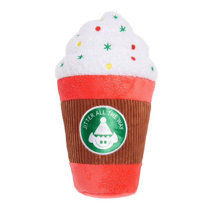 BARK Holiday Santa's Workchomp Jumbo Jingle Latte Dog Plush Toy