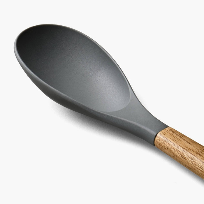 Acacia Wood/Nylon Solid Kitchen Spoon Gray - Figmint: BPA-Free Mixing & Serving Tool, Hand Wash, 12.99" Length