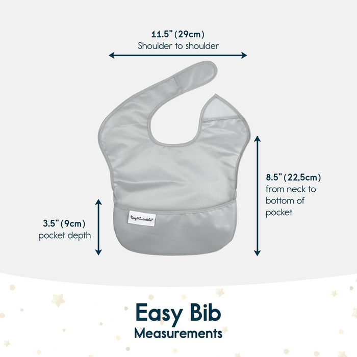Tiny Twinkle Mess-Proof and Waterproof Baby Food Bib for Boys or Girls, Machine Washable and BPA-Free w/Adjustable Closure (5-Pack, Boy Solids)