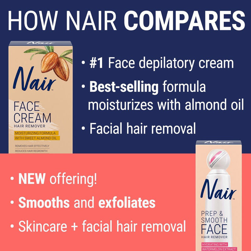 Nair Prep & Smooth Facial Hair Removal Cream for Women Sensitive - 1.76 oz