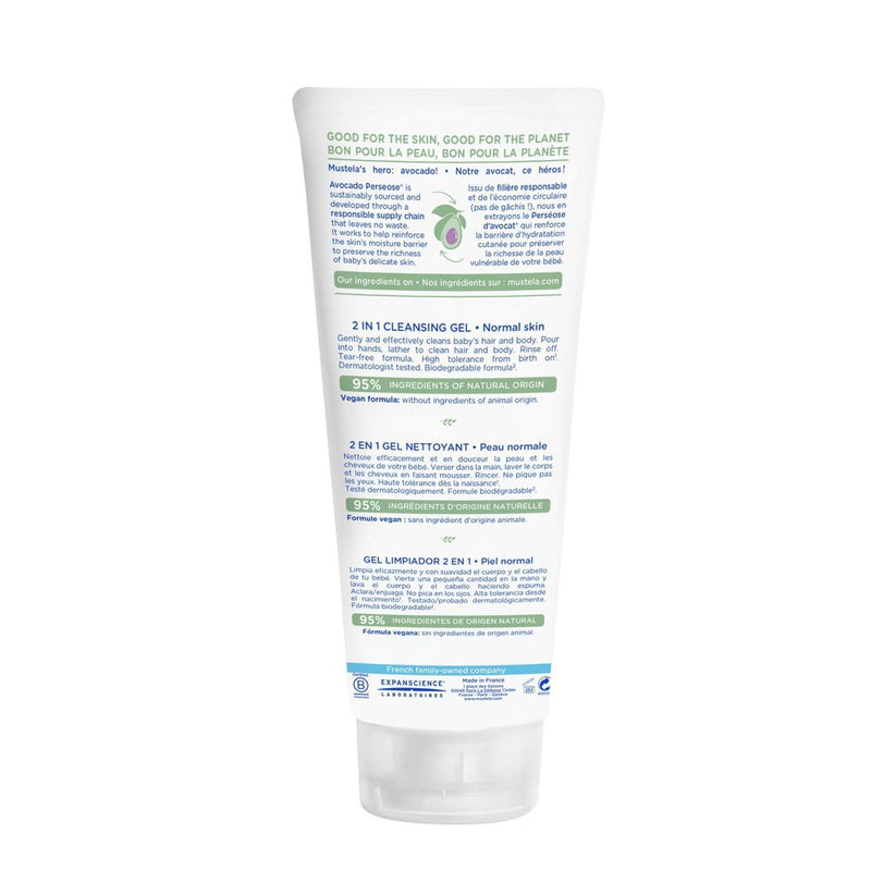 Mustela 2-in-1 Cleansing Gel Baby Body Wash and Baby Shampoo - 6.76 fl oz