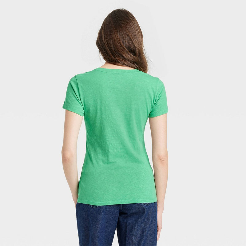Womens Fitted V-Neck T-Shirt -Universal Thread Green XS