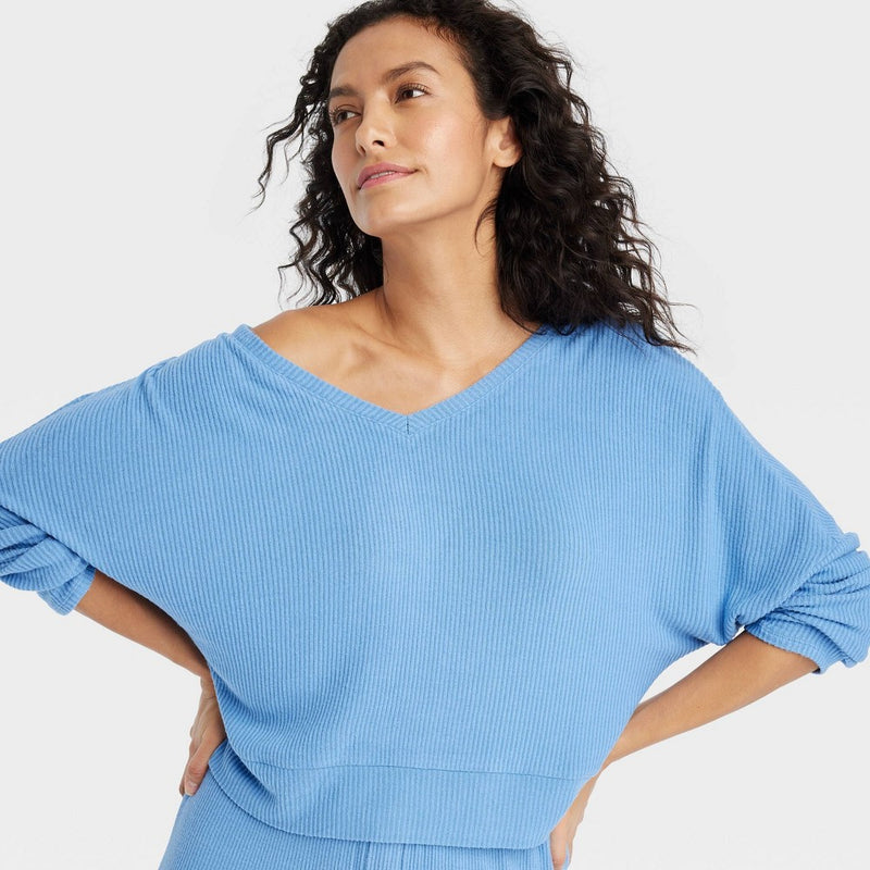 Women's Cozy Ribbed Pullover- Auden Blue M