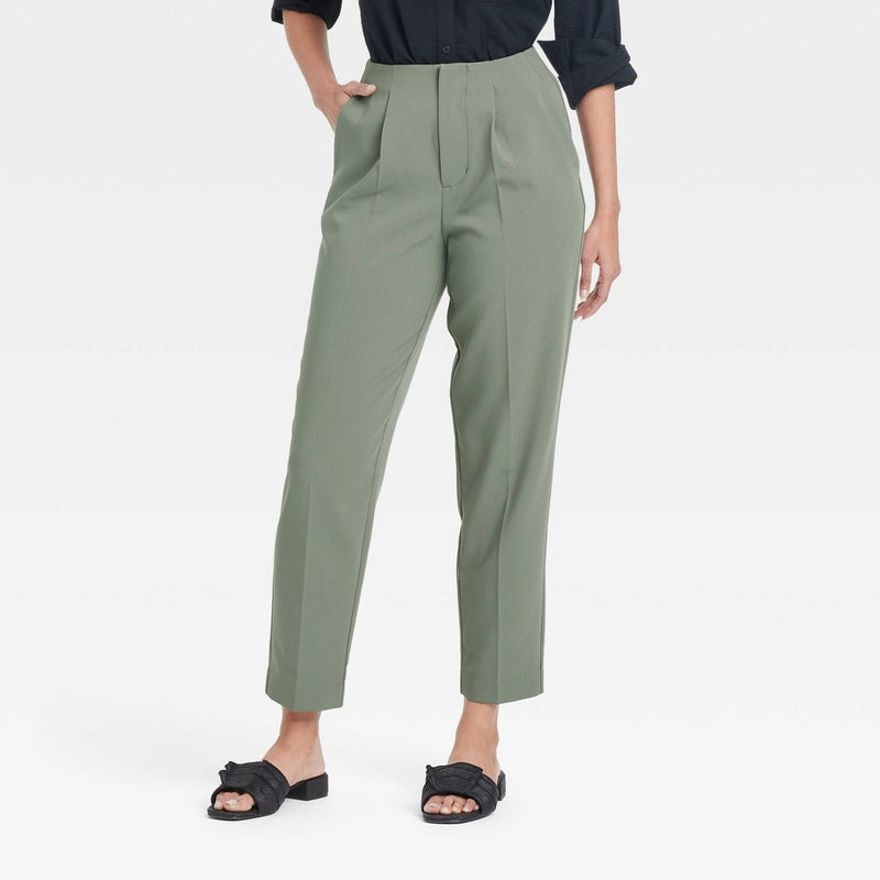 High-Rise Tailored Trousers - A New Day Olive 16