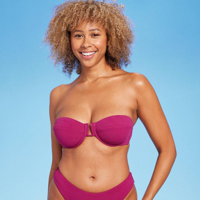 Womens Crepe Bikini Top-Shade & Shore Purple 34B