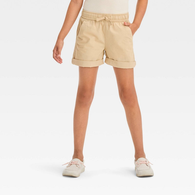 Girls' Pull-On Woven Shorts -Cat & Jack Beige L