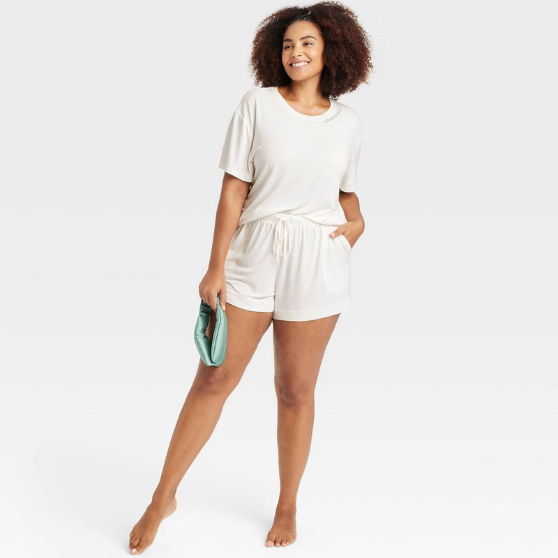 Women's Cloud Knit Pajama Shorts-Auden White 1X