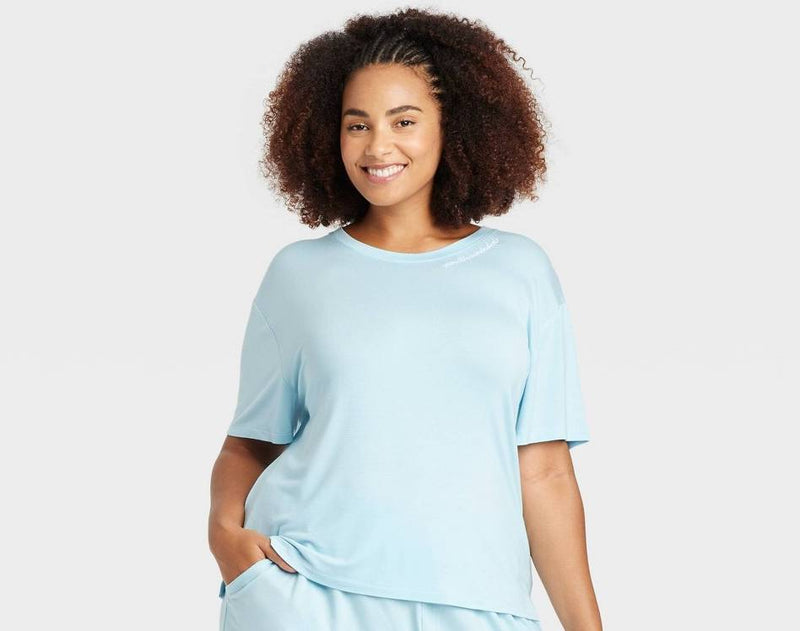 Women's Cloud Knit Pajama T-Shirt-Auden Blue 4X