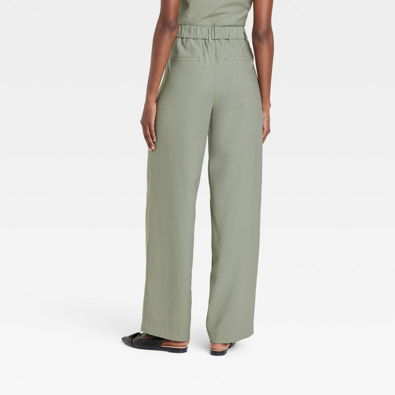 High-Rise Pleat Front Trousers- Olive 2 Long