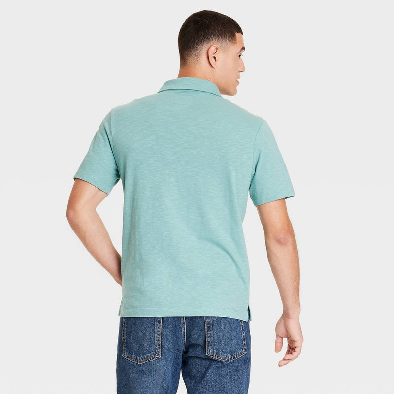 Mens Slub Jersey Polo Shirt Goodfellow & Co Aqua L