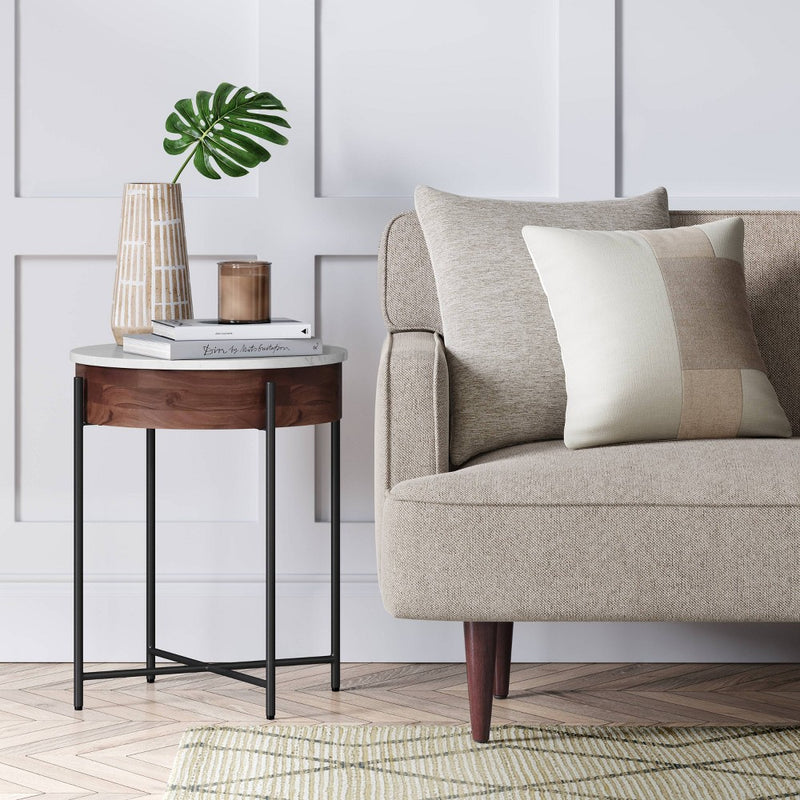 Birkdale Round Marble/Wood End Table White - Threshold: Elegant Accent Furniture, No Assembly Required (LOCAL PICKUP ONLY)
