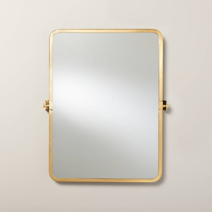 22"x30" Rectangular Bathroom Vanity Pivot Mirror Brass Finish - Hearth & Hand with Magnolia: Wall Mount, Tilt Feature (LOCAL PICKUP ONLY)