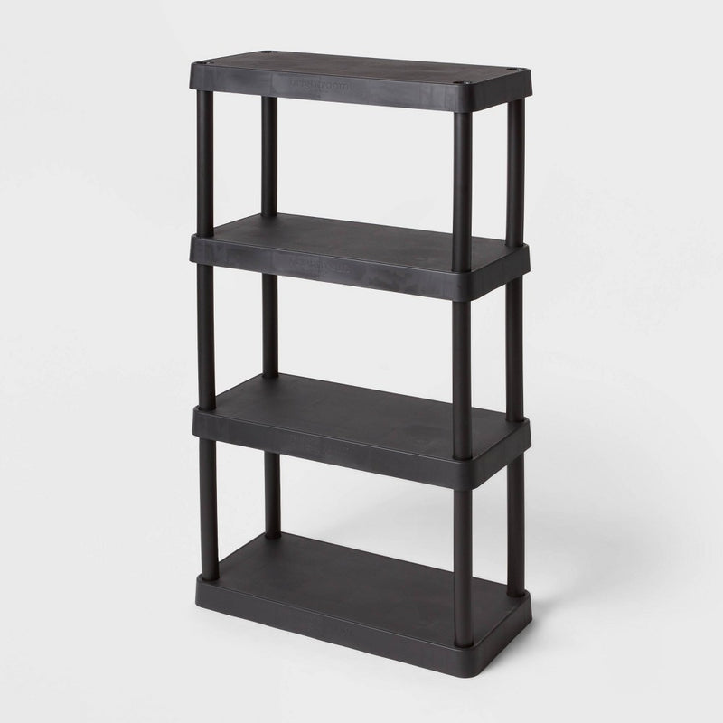4 Tier Plastic Shelf Unit Black - Brightroom: Utility Storage Shelves, 55.8" Height, 70 lbs Capacity, Freestanding (LOCAL PICKUP ONLY)