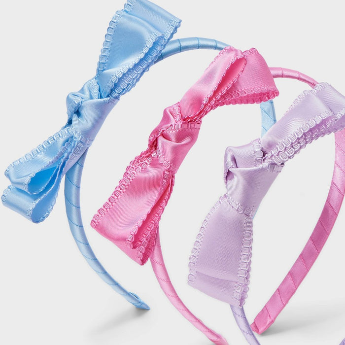 Girls' 3pk Bow Headband Set - Cat & Jack? Purple/Blue/Pink