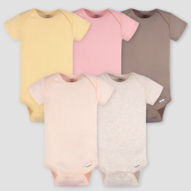 Gerber Baby 5pk Short Sleeve Onesies - Pink 6-9M