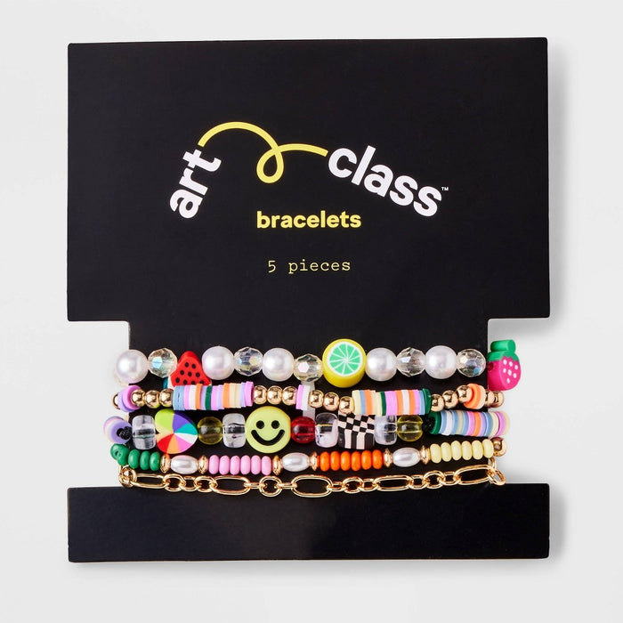 Girls' 5pk Fruit and Smiley Bracelet Set - art class