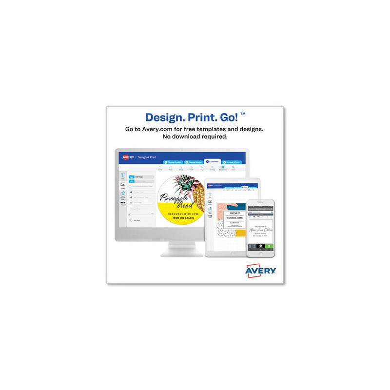 Avery Oval Labels with Sure Feed and Easy Peel, 1.5 x 2.5, Glossy White, 180/Pack