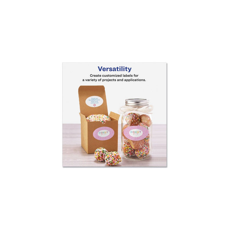 Avery Oval Labels with Sure Feed and Easy Peel, 1.5 x 2.5, Glossy White, 180/Pack