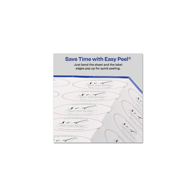 Avery Oval Labels with Sure Feed and Easy Peel, 1.5 x 2.5, Glossy White, 180/Pack