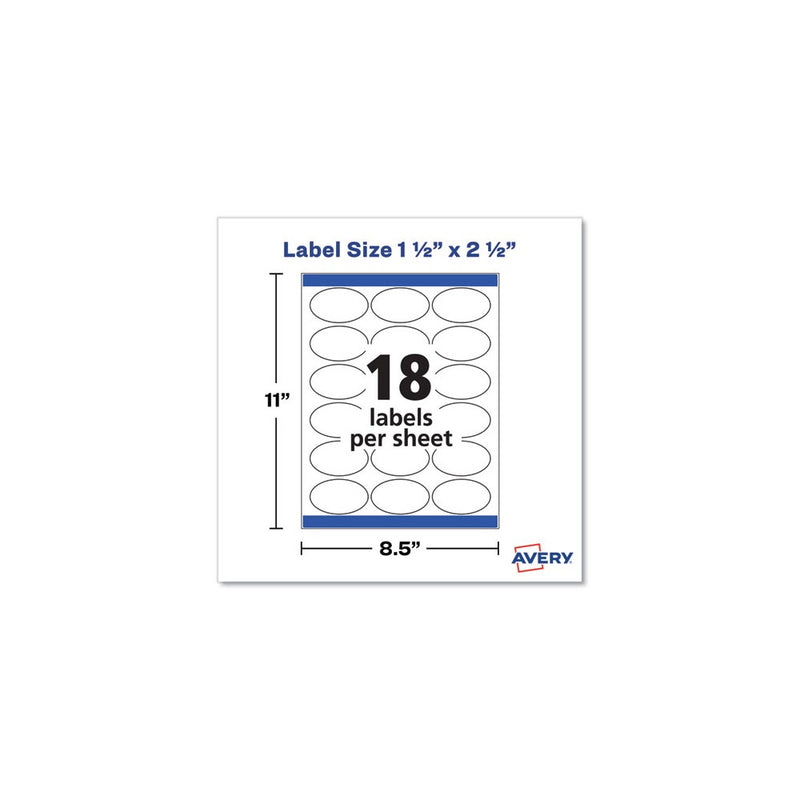 Avery Oval Labels with Sure Feed and Easy Peel, 1.5 x 2.5, Glossy White, 180/Pack